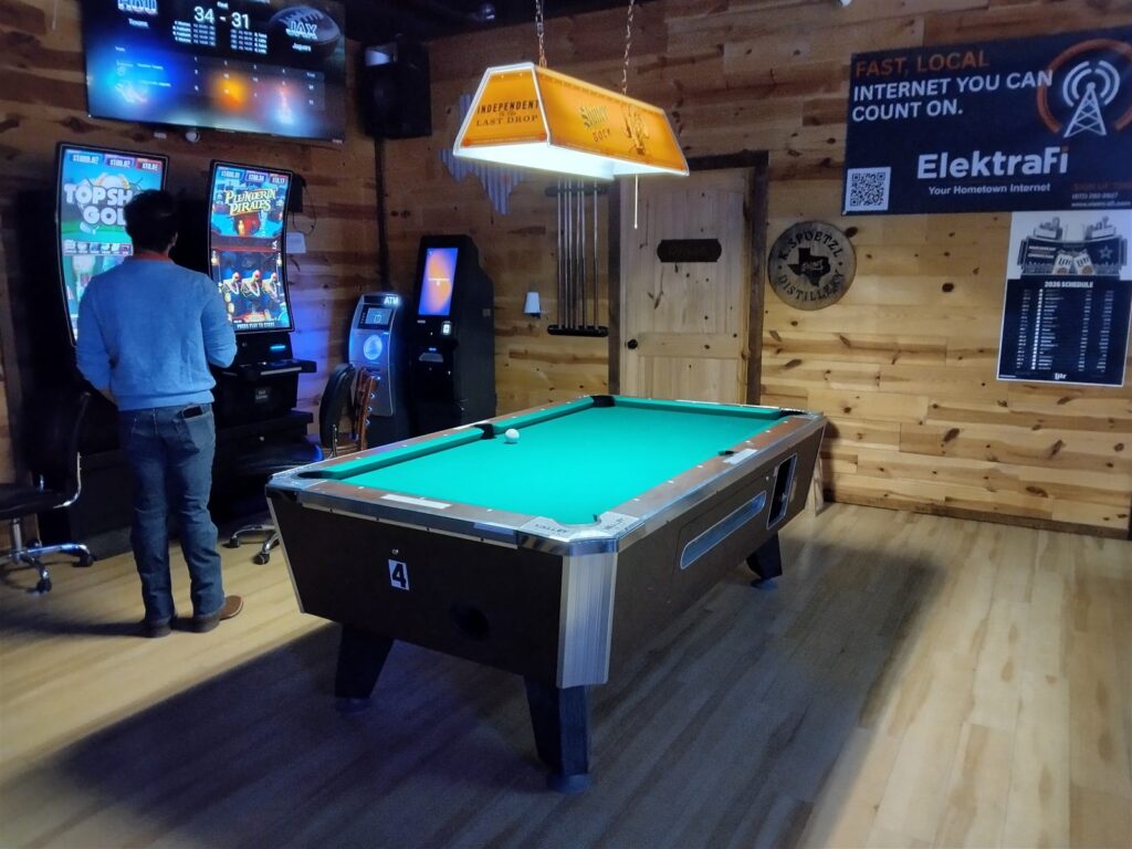 Pool table and games inside The 156